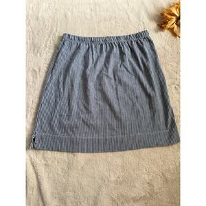 Prairie Cotton Gray and Blue Striped Skirt Size Medium